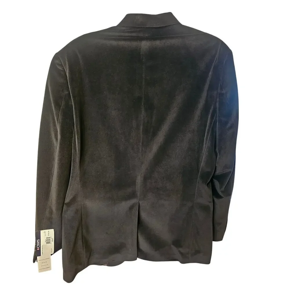 Chaps Black Velvet Sport Blazer Jacket Paisley Lining NWT, 38R